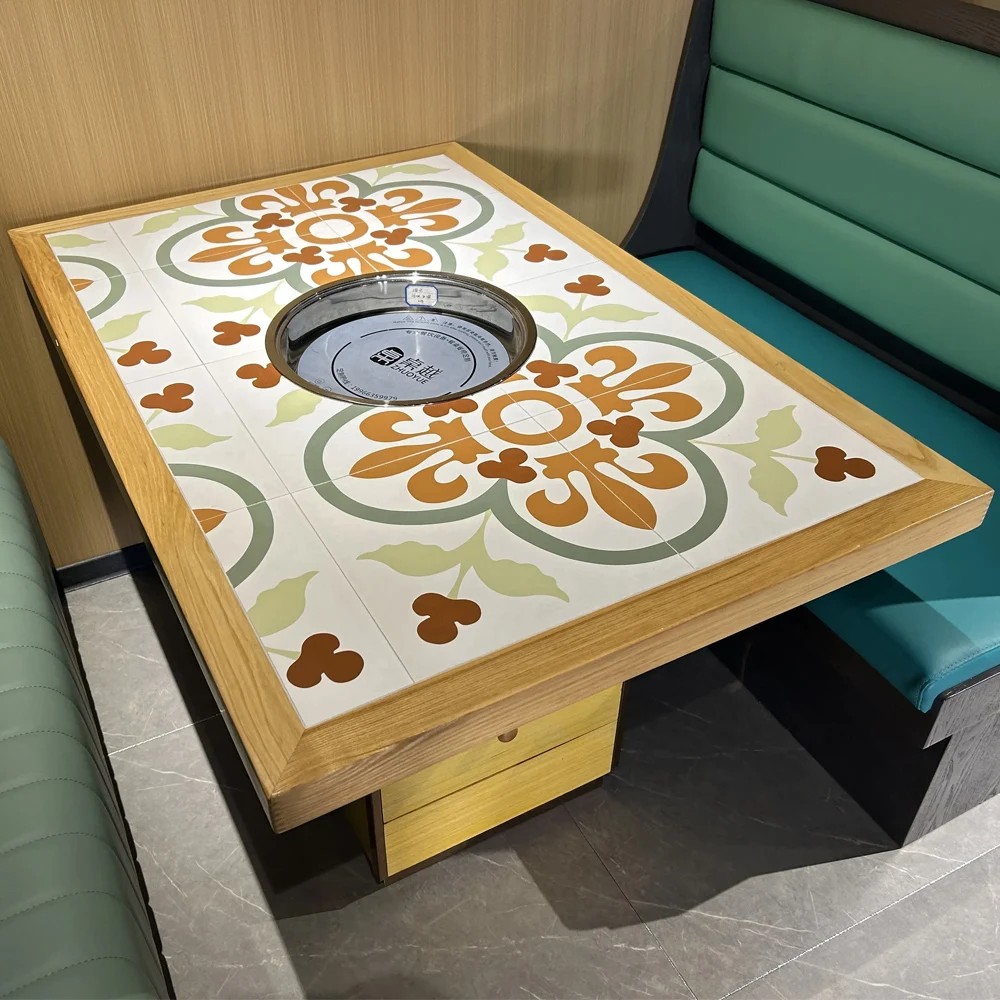 Zhuoyue C66932 instant order japanese Hot pot bbq korean private dining rooms shabu shabu hidden hotpot induction Tables