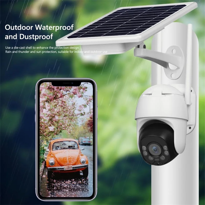 Solar security camera light surveillance cameras wireless PTZ security camera for home work with solar