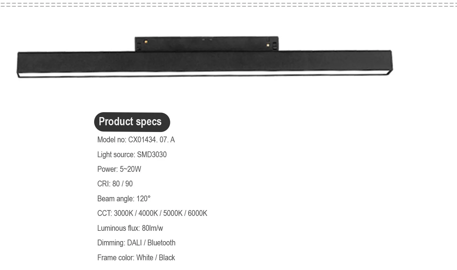 Litehome indoor light Dimmable Adjustable Black lamp DC48V magnetic track rail system 12W COB linear led shop light for home