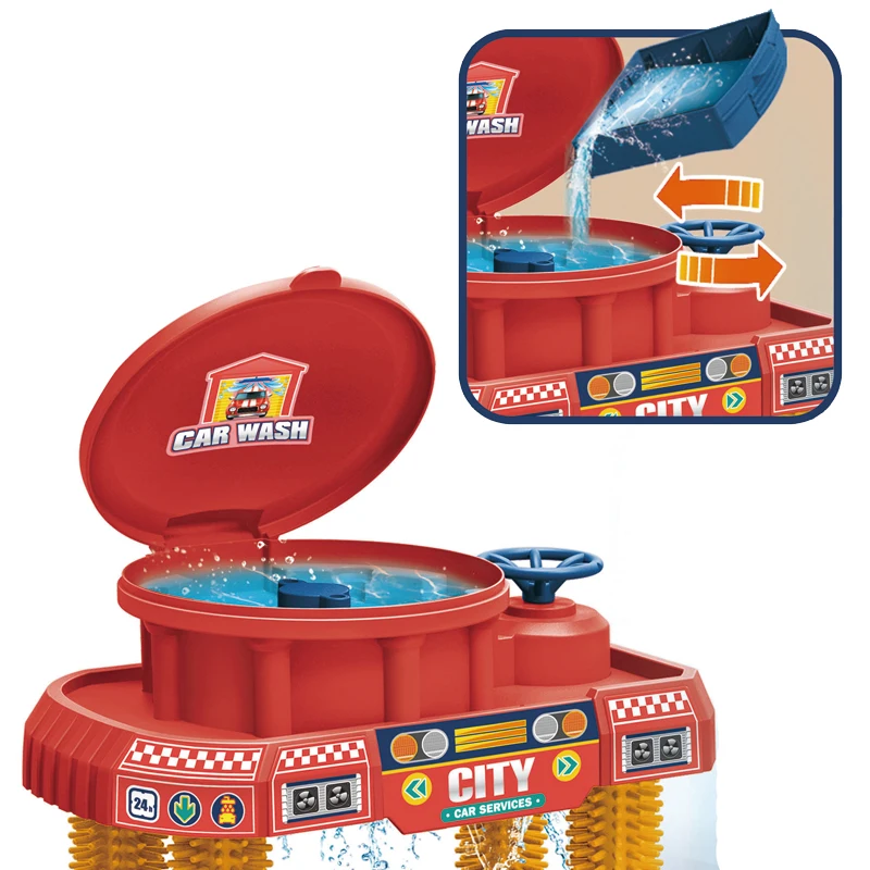 37C heat discoloration die-cast car washing facility park toys kids HN934399