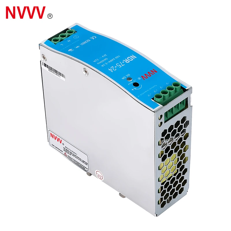 24v dc power supply din rail Slim Type DIN Rail Industrial AC-DC Ac Lab Power Supply NDR-75-24