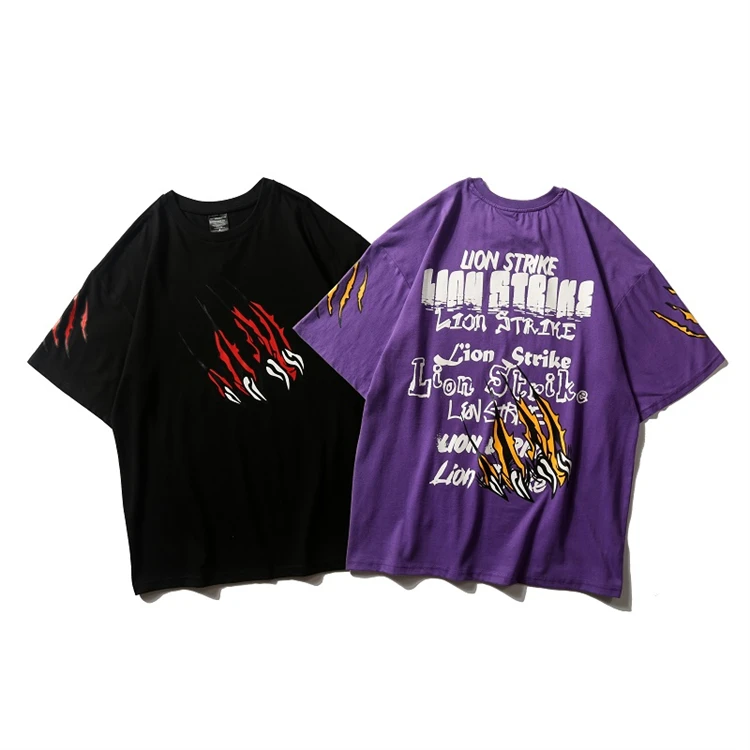 wholesale black 3d t-shirt for men Custom loose fit graphic Darkwear street trend loose evil talon print oversize