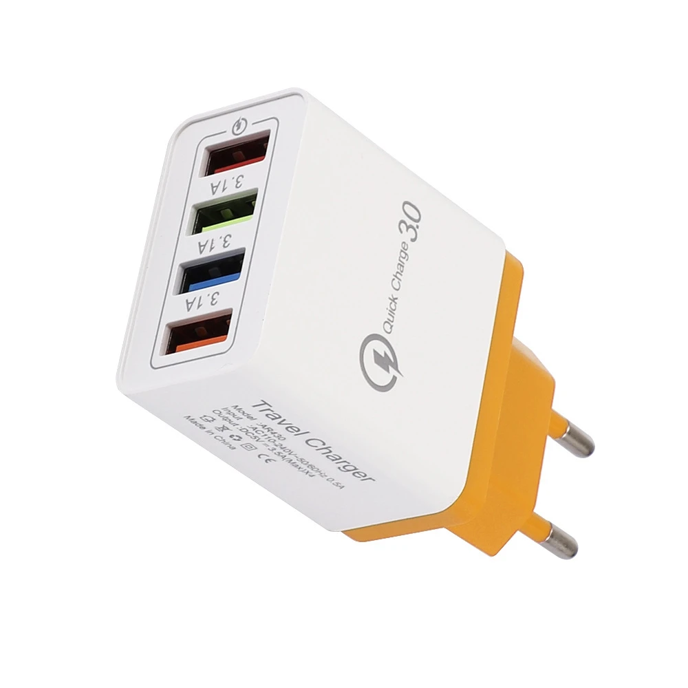 QC 3.0 Quick Charger 4 Ports 5V 3A USB Wall Charger Universal Travel Adapter US/ EU/ UK plug Charger for iphone for samsung