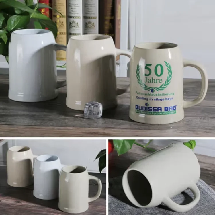 Oktoberfest Custom Ceramic Sublimation Beer mug with Handle Promotional German stein Plain 500ml 1000ml 300ml 10oz 16oz 24oz 26