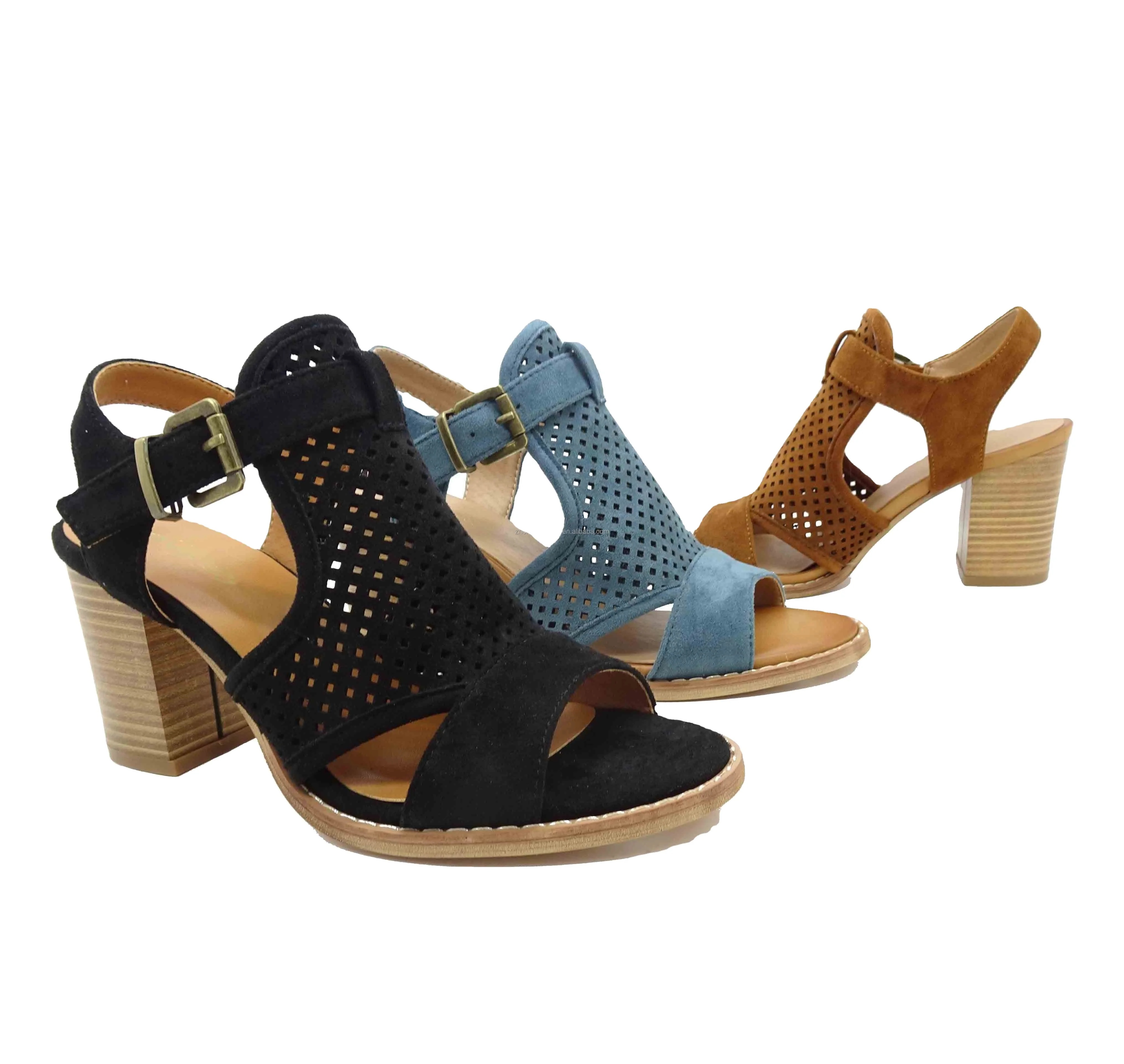 
new Summer women sandals microfiber material with Laser pattern Heeled Sandals 