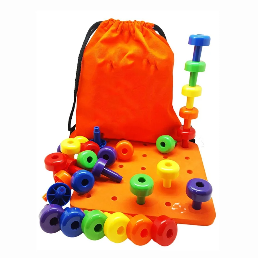 Educational Toy to Learn Fine Motor Skillswith 30 Pegs in Different Color for Great Birthday Gift