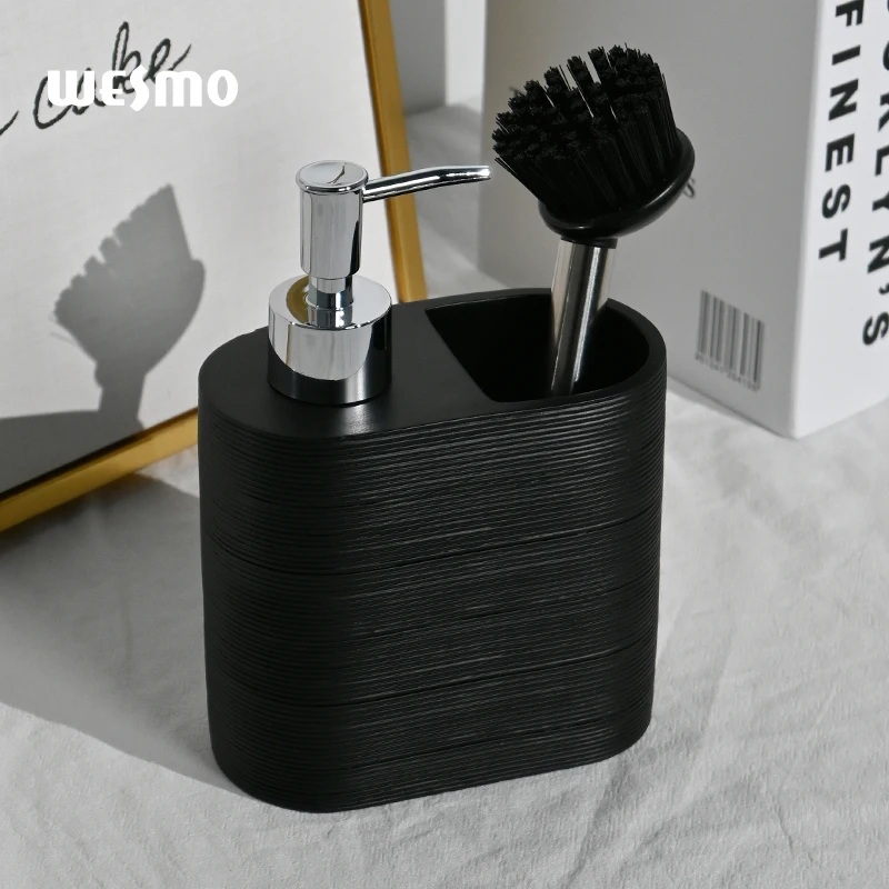 kitchen soap dispenser 2 In 1 Bathroom Hand Liquid Lotion Polyresin Soap set Dispenser Bottle