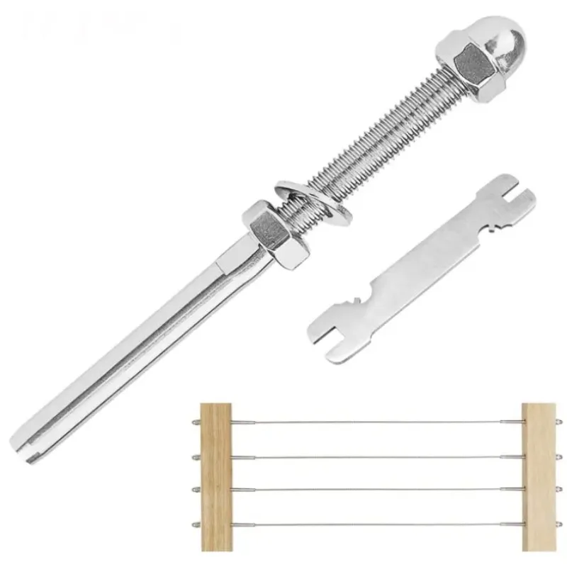 Stainless Steel Cable Railing Hardware Swage Threaded Stud Tension End Fitting Terminal For Wire Rope