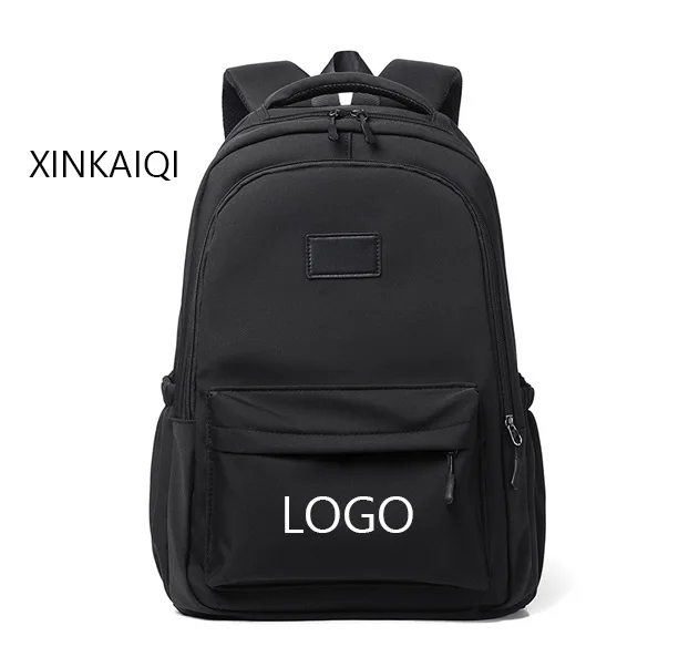 Factory Directly  Customize Logo Waterproof Nylon Backpack School Bag Girls Boys School Backpacks With Leather Patch