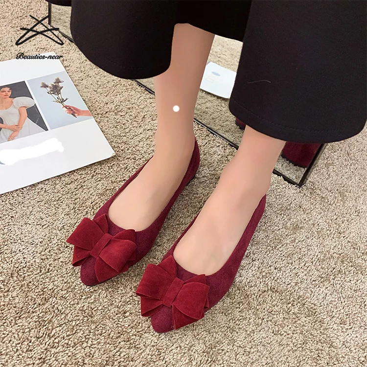 Womens Plus Size Ballet Pointed Toe Shoes Walking Slip on Loafers Ladies Women Bow Knot Ballerinas Flat