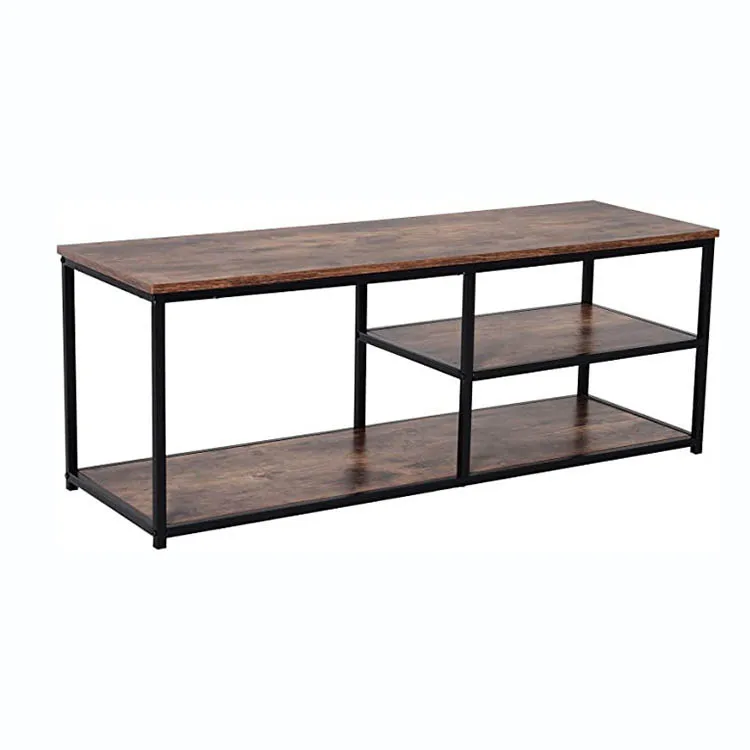 Modern  3 Layer Metal Frame Tv Stand Tv Cabinet Wooden Tv Cabinet For Living Room
