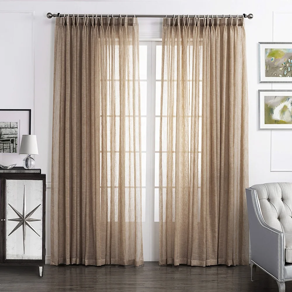 New modern hot nice solid linen sheer curtain many colors solid window thick home hotel cafe voile curtain