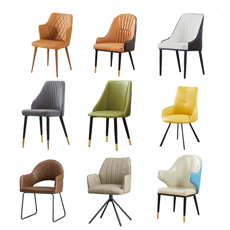 Современные роскошные золотые ножки из искусственной кожи, стул для столовой, Классические итальянские скандинавские рестораны из искусственной кожи, обеденные стулья с золотыми ножками