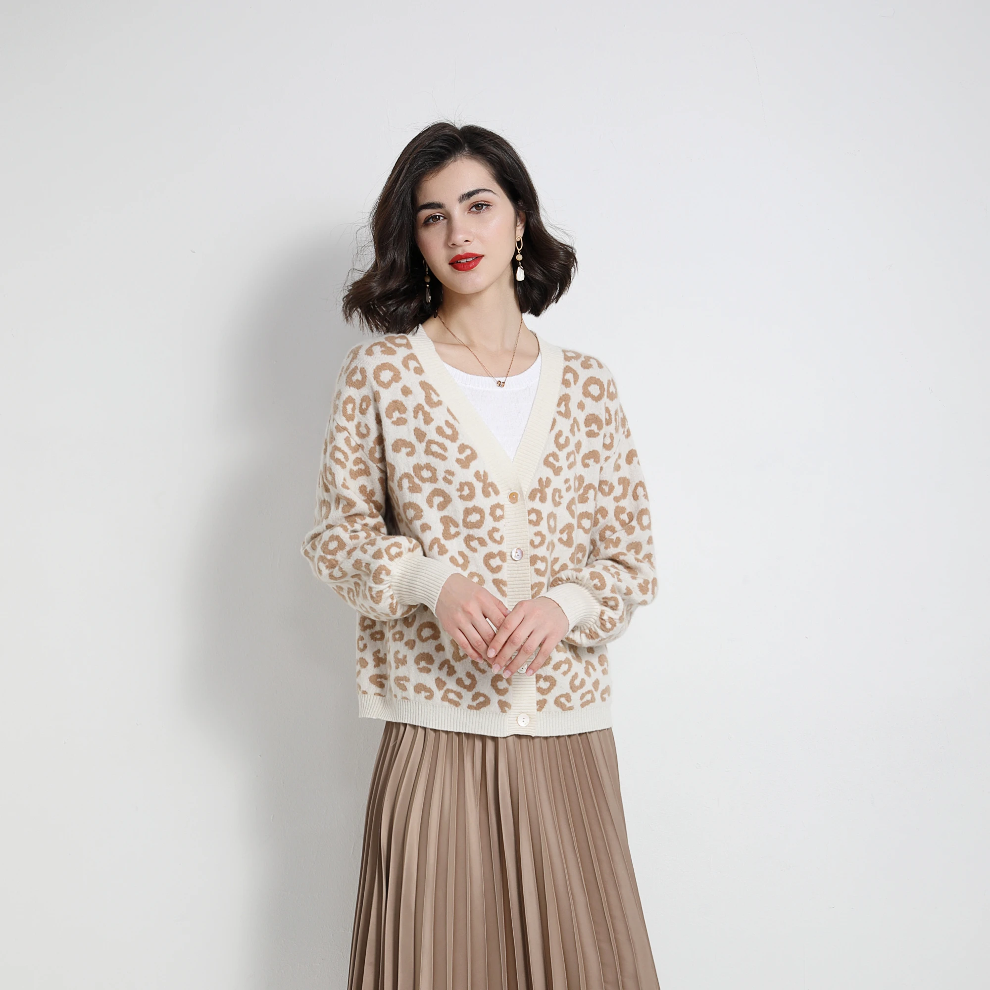 Gg 2020 Fashionlatest Design Custom Sweater 30% Cashmere Sweater Leopard Jacquard Cardigan Sweaters Women Autumn Lady Women