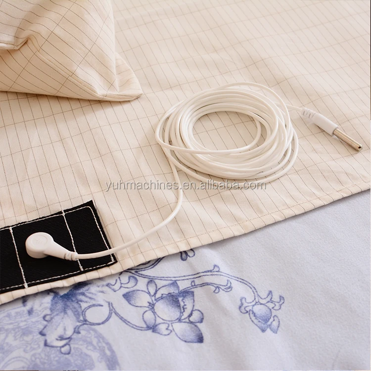 grounding sheet 95% organic cotton and 5% pure silver fiber, with a grounding strip and grounding wire, bed grounding kit