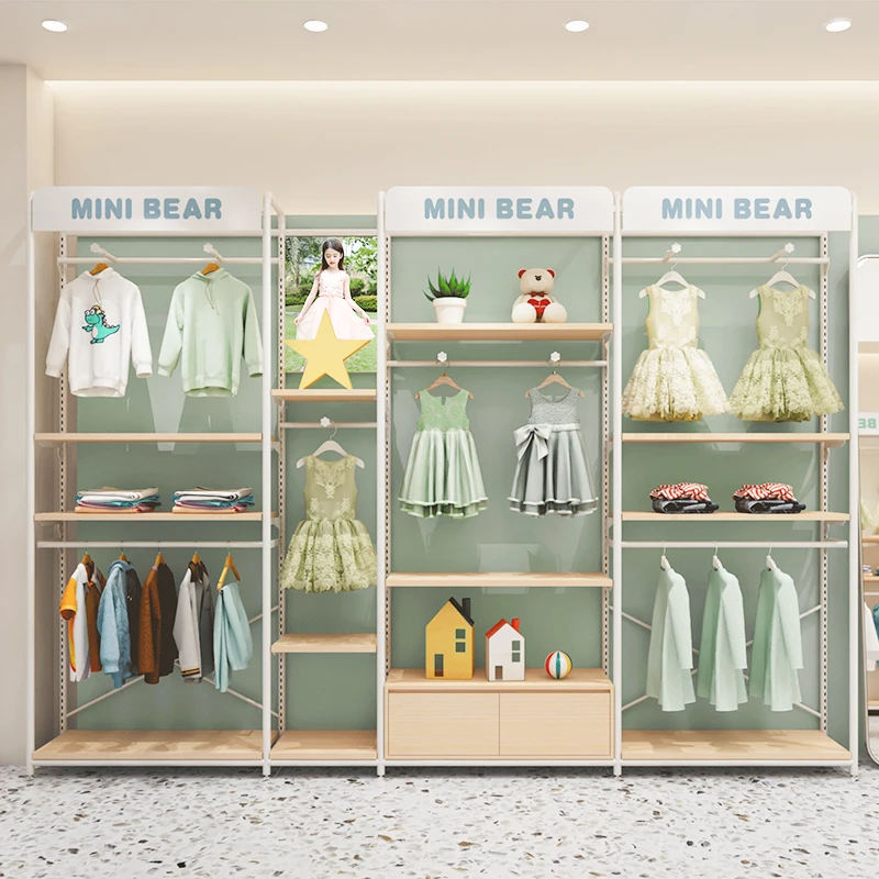 Meicheng Retail Garments Shop Furniture Clothes Shop Stand Metal Baby Clothing Display Rack For Retail