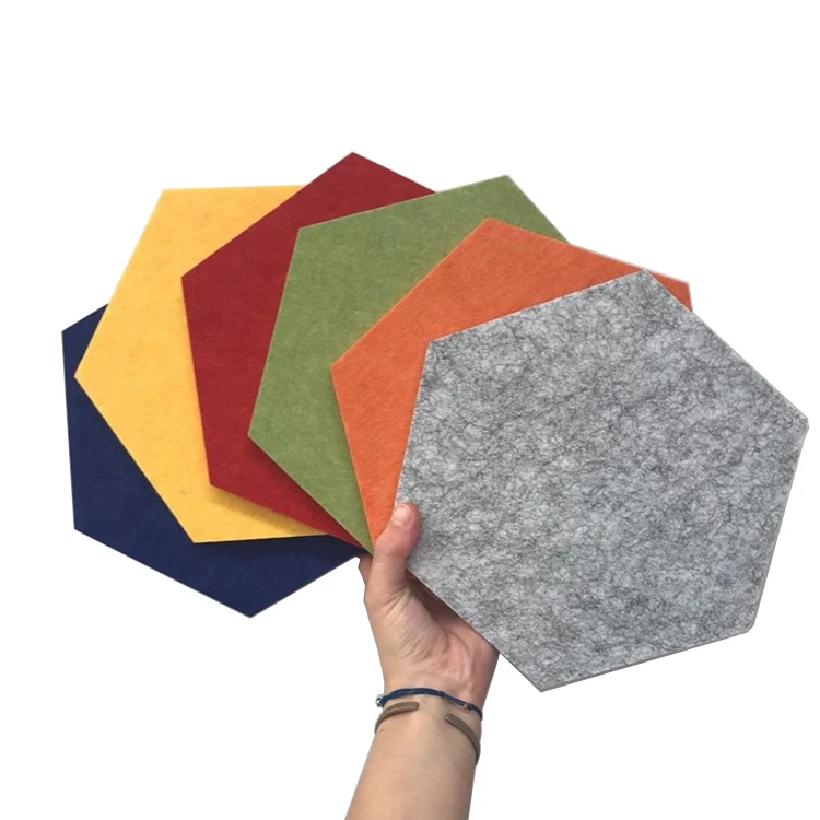 Шестиугольная цветная акустическая стеновая панель из полиэстера для звукоизоляции