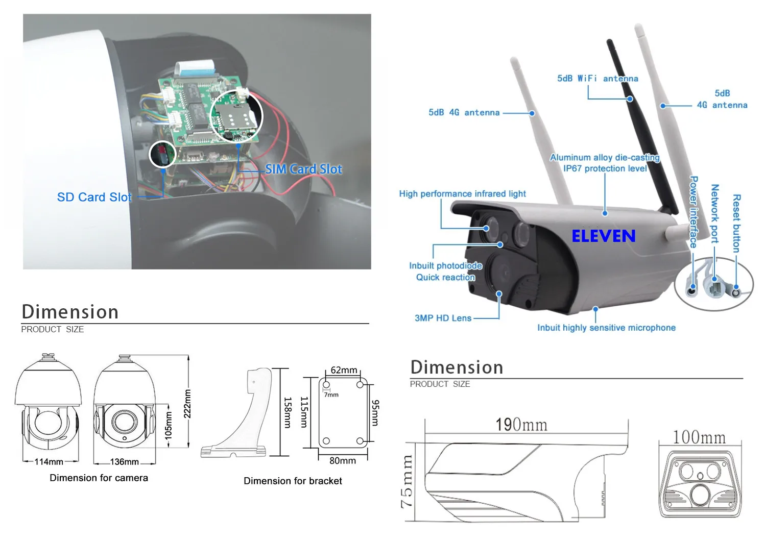 Наружная камера на солнечной энергии 3G 4G Wifi IP