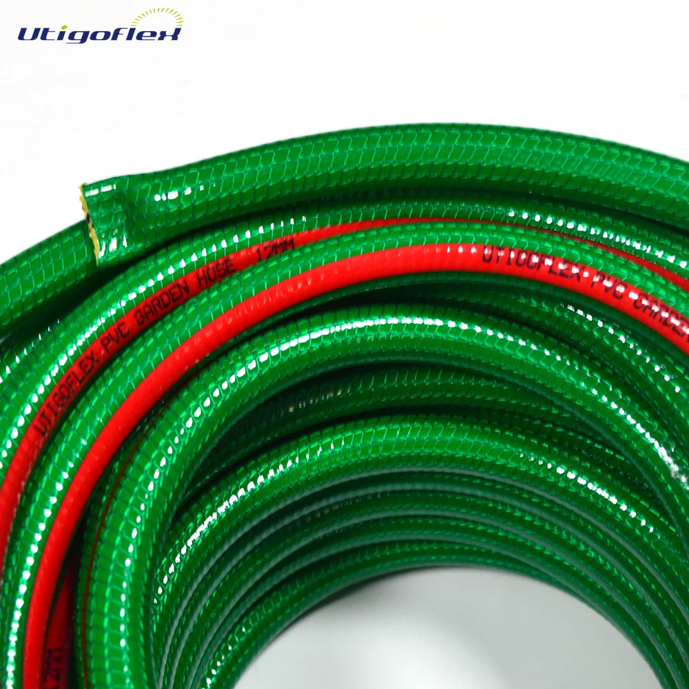 Highly flexible PVC garden hose plastic water hose pipe with one or two layers of fiber reinforcement in various colors & sizes