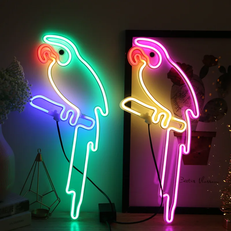 Factory Price Neon Sign Strip Lights Table Led Acrylic Parrot Neon Light Sign For Bedroom Indoor Use Strip Signage Light
