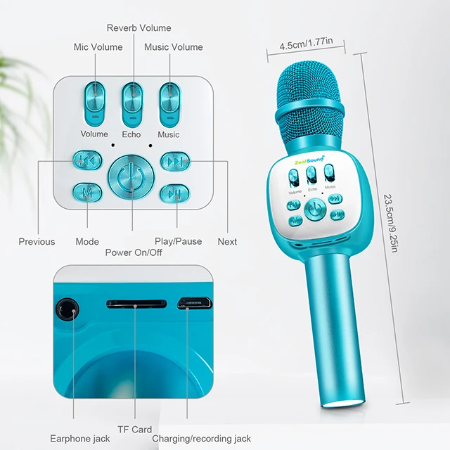 Wholesale Karaoke Microphone Supplier Usb Recording Mic Wireless Speaker Microphone For Kids Children Christmas