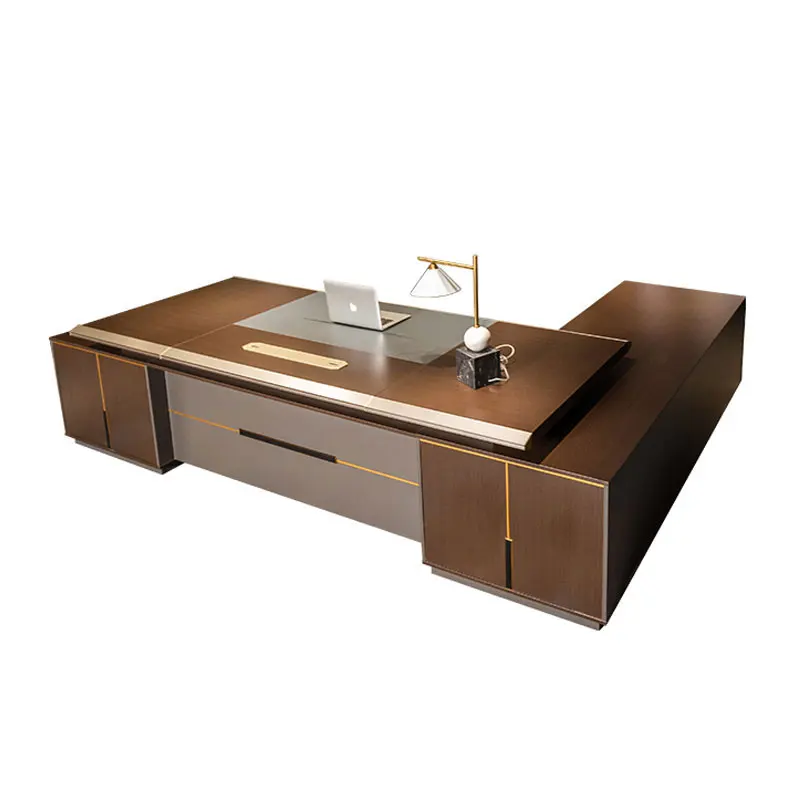 Wooden Office Executive Desk And Chair Set Luxury Boos Workstation Table L Shape Ceo Computer Table Furniture