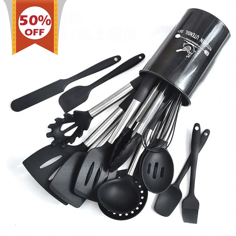 Sales Promotion 15 Piece  Storage Bucket Kitchen Cooking Tools Set Silicone Kitchen utensils Set