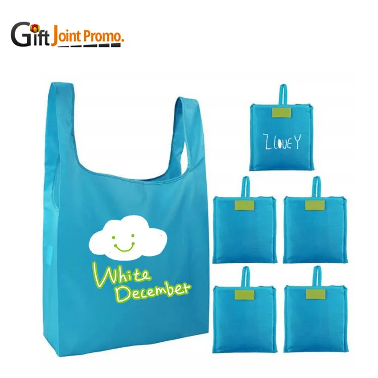 Wholesale polyester foldable shopping bag reusable shopping bags foldable tote bag in polyester
