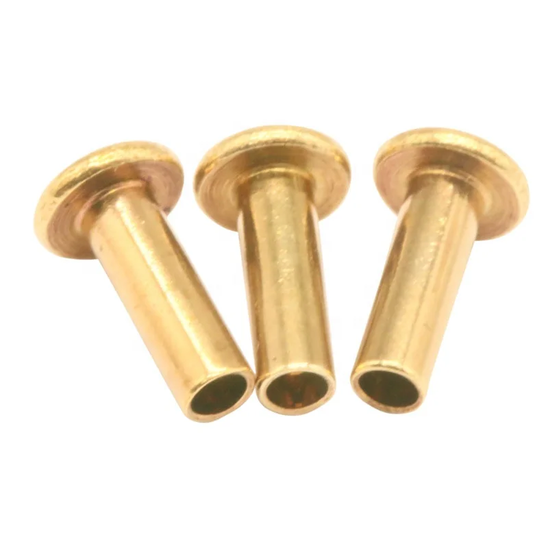 OEM ODM Wholesale Price Remaches Brass Flat Head Semi Tubular Rivets for Leather Belts Anti-shedding