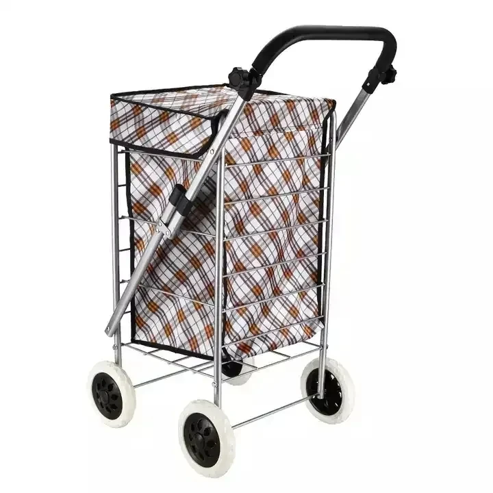 Wholesale four wheel Oxford cloth portable shopping cart folding shopping cart bag can be customized LOGO 4 wheel shopping troll