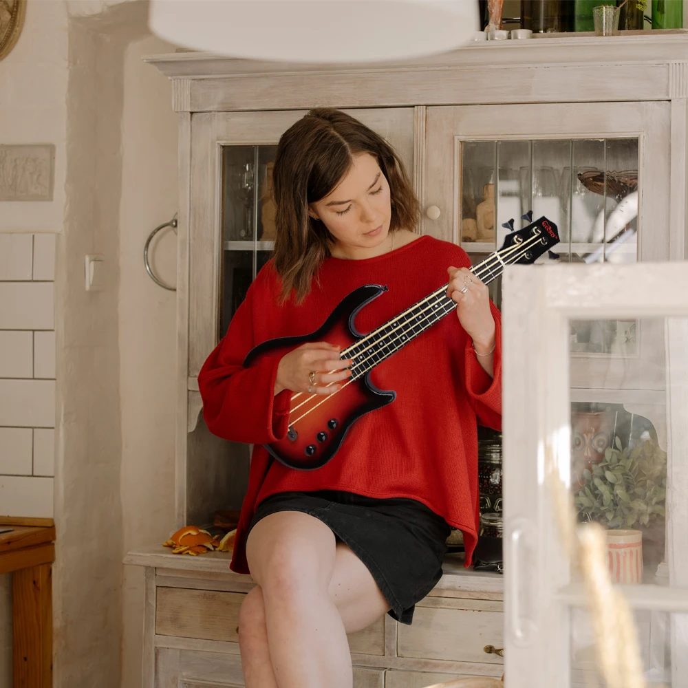 4-String UBASS Electric Bass Guitar Kit Custom Sunburst Design Tremolo Bridge Cheap Maple Ash Sides Mahogany Music Use