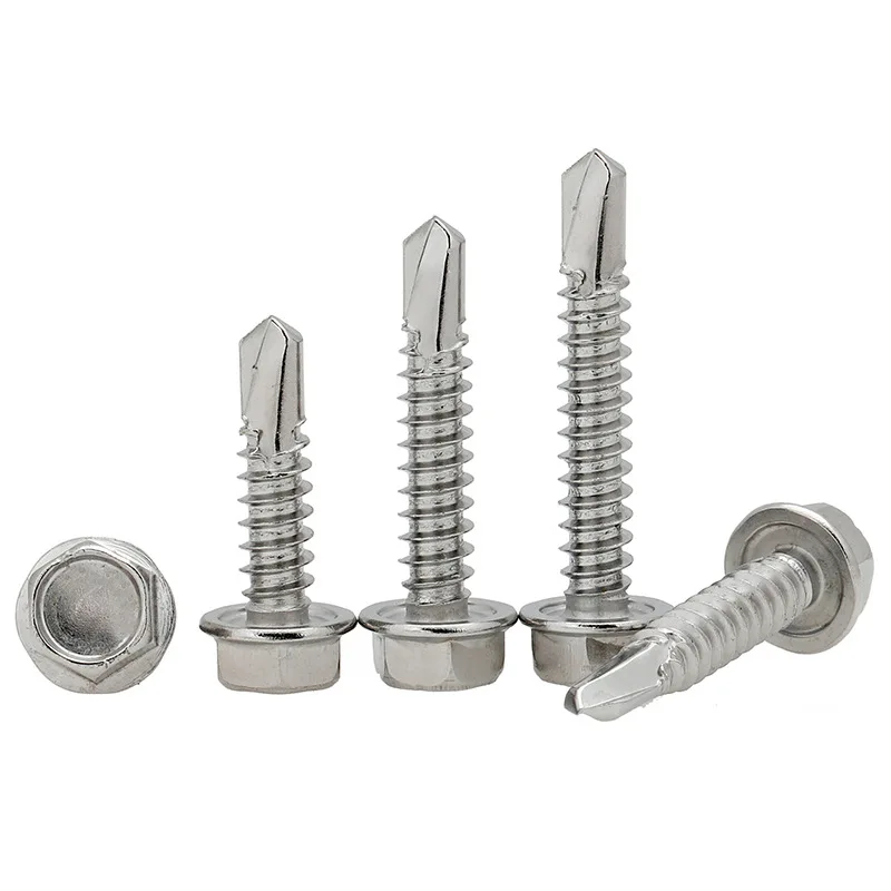 Factory Wholesale Stainless Steel Flange Hex Washer Head Self Drilling Type Metal Screws For Roofing