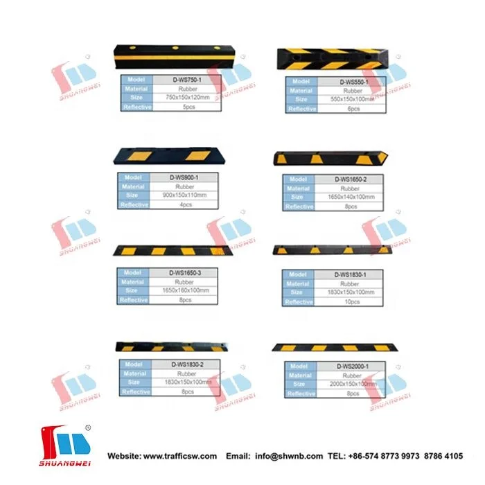 1830x150x100mm Customized Reflective Rubber Yellow Black Garage Parking Car Wheel bumper stopper