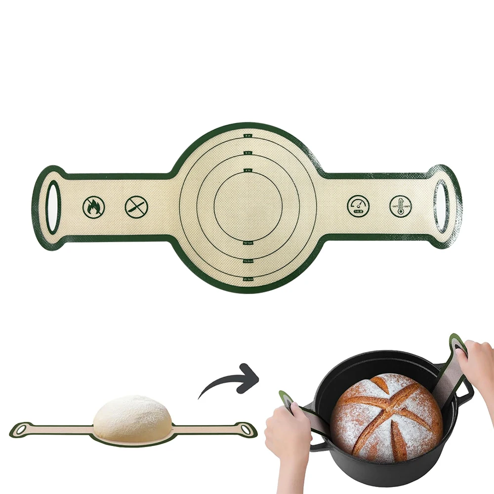 New Design Silicone  Bread Sling for Dutch Oven Non-Stick  Silicone Baking Mat with Long Handles to Transfer Sourdough Bread
