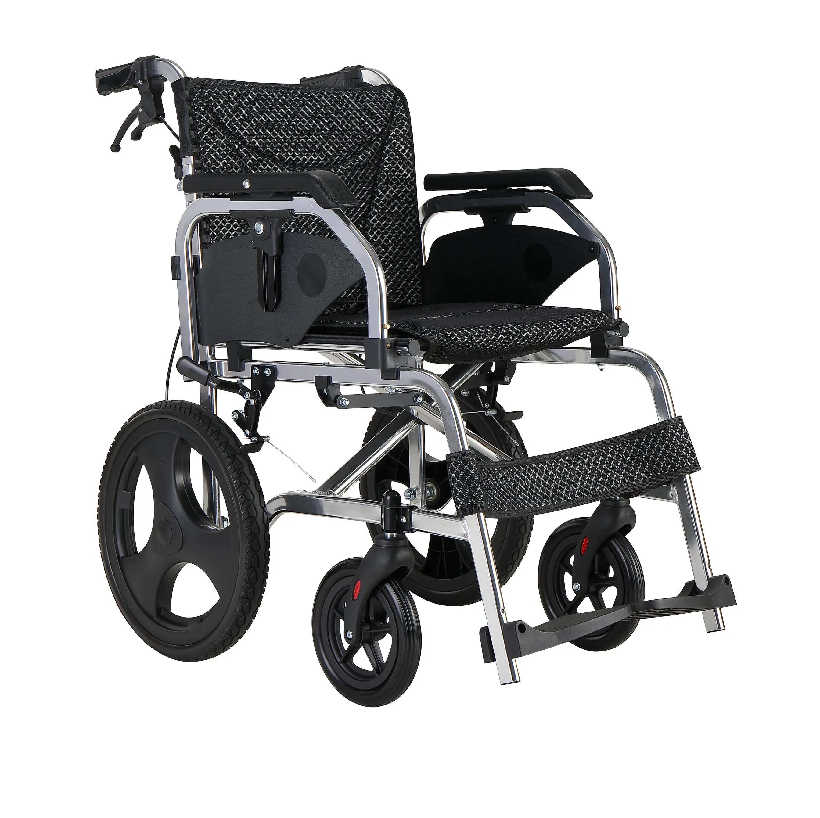 Anodized shiny-Silver Alloy aluminum Square tube structure wheelchair-16 inch rear wheel
