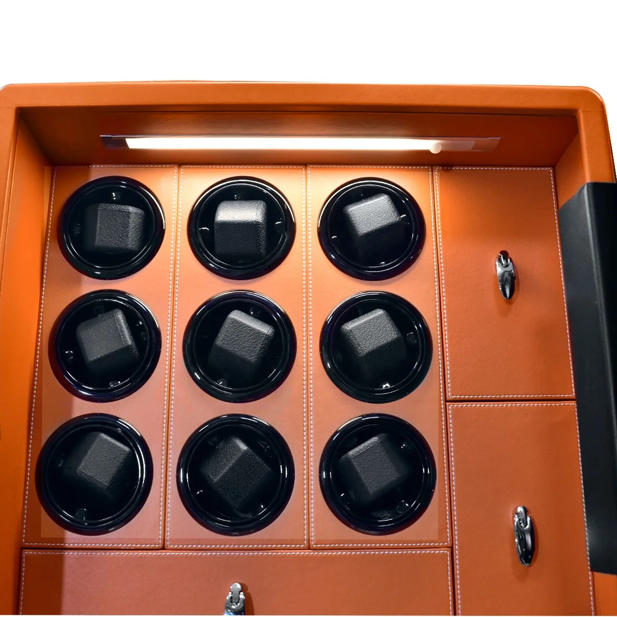 Luxury Leather Gyroscope 6 Slots Automatic Watch Winder Safe Jimbo Dukwin Modern Watch Roll Travel Case Crazy Horse Leather