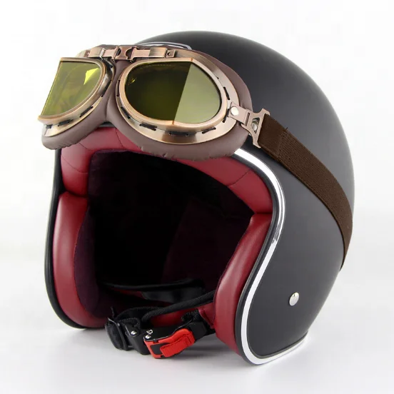 classic ABS half face motorcycle retro vintage leather helmet for motorcycle scooter motorbike