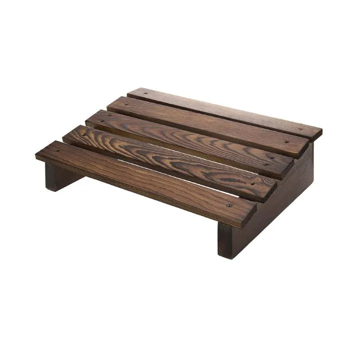 Burnt Brown Wood Ergonomic Small Foot Stool Under Desk Foot Rest with Tilted Design Foot Stool for Work