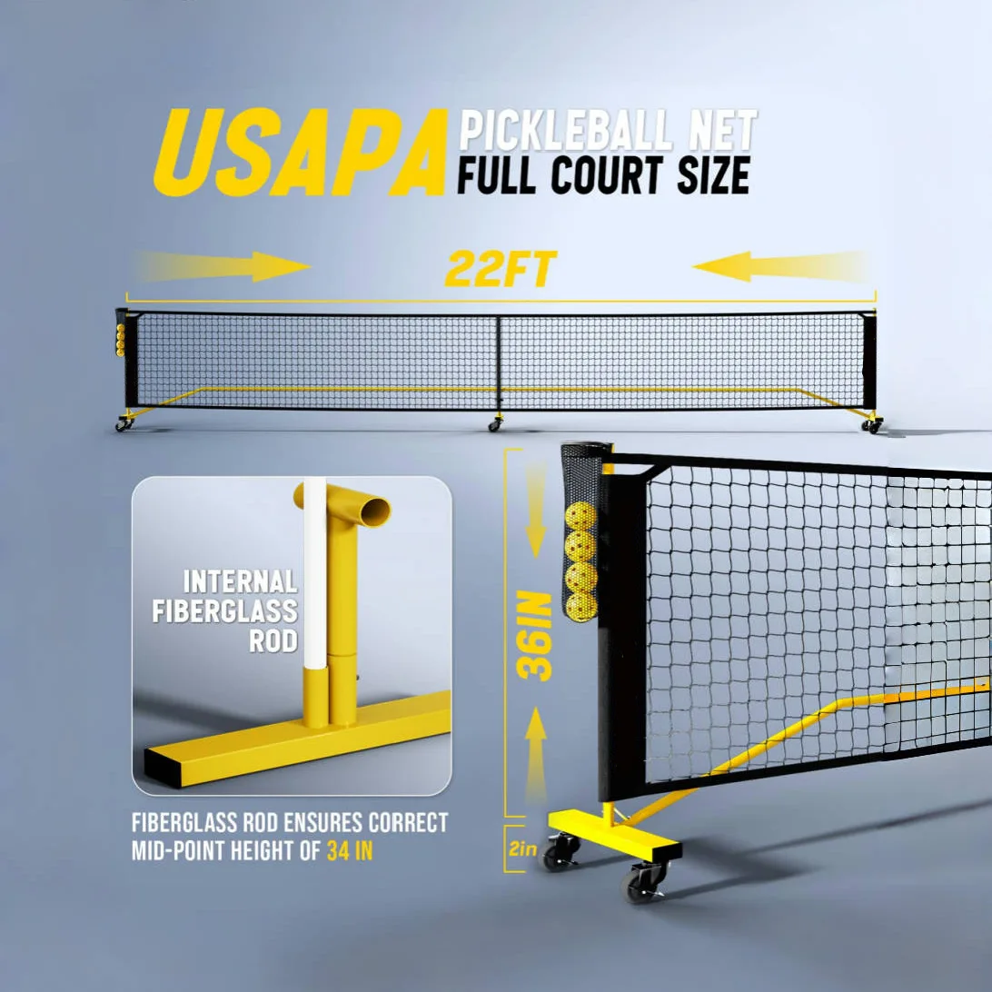 22FT Badminton Pickleball Net - Adjustable Portable Net for Junior Tennis, Kids Volleyball & Soccer, and Backyard Games