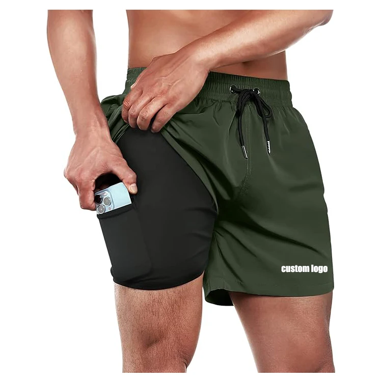 Custom Mens Quick Dry Surfing Board Beach Shorts Swimming Trunks Compression Liner with Zipper Pockets Bikinis & Beachwear