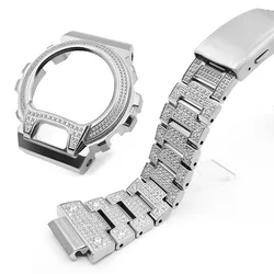 G SHOCK DW6900 Bling bling diamond case strap stainless steel watchband series and  frame metal case bracelet modification