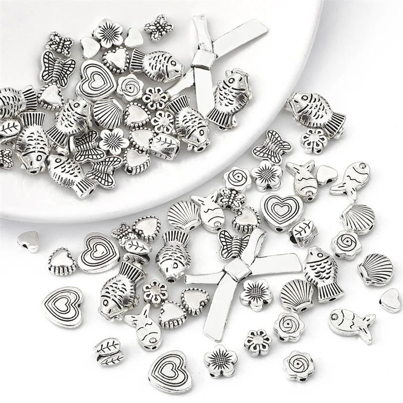 Wholesale diy jewelry making accessories Silver Color Alloy Loose Spacer Beads for Earring Necklace Bracelet jewellery making