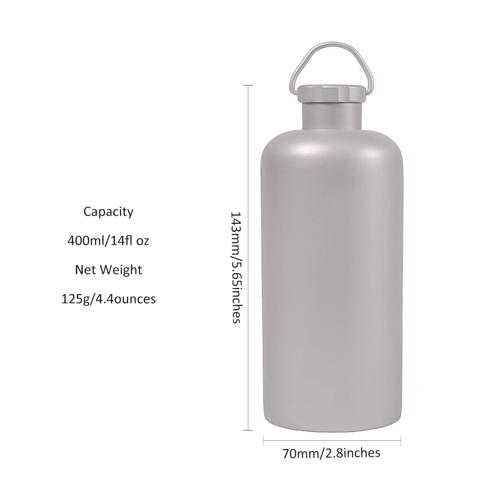 Wholesale customization titanium water bottle 400ml with titanium lid