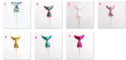 Birthday Party Supplies Sequins Decorating Set Glitter Cupcakes Mermaid Tail Wedding Cake Topper