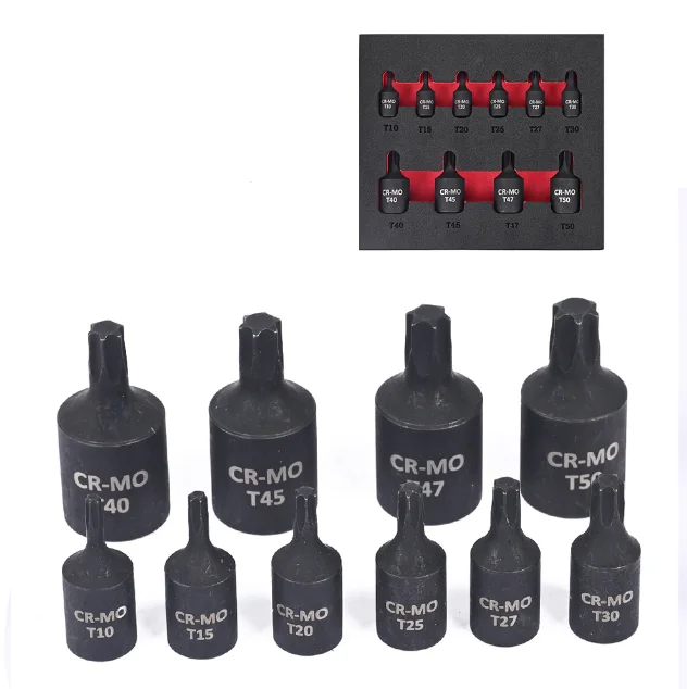 10-Piece Pneumatic One-Piece Socket Celluloid Molybdenum Steel Screwdriver Batch Head Flower-Shaped Tool Wind-Powered Bottom
