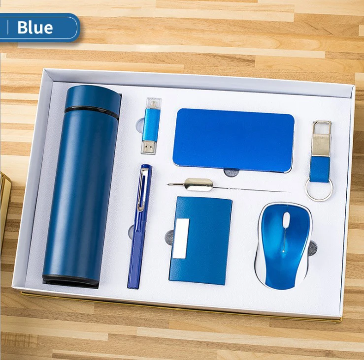 Thermos flask + USB flash drive + pen + notebook + mouse + bookmark + logo power bank set corporate gift set luxury promotion