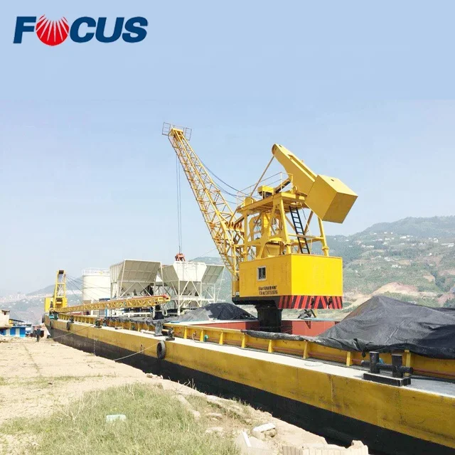 Ready Mixed 60-240m3h Floating Concrete Mixer Boat with Belt Conveyor Fully Auto Control