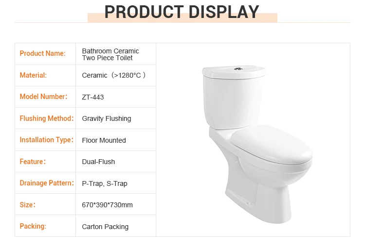 Hot Item Middle East /Africa P-trap S-trap Floor Mounted Bathroom Ceramic Washdown Two Piece Toilet