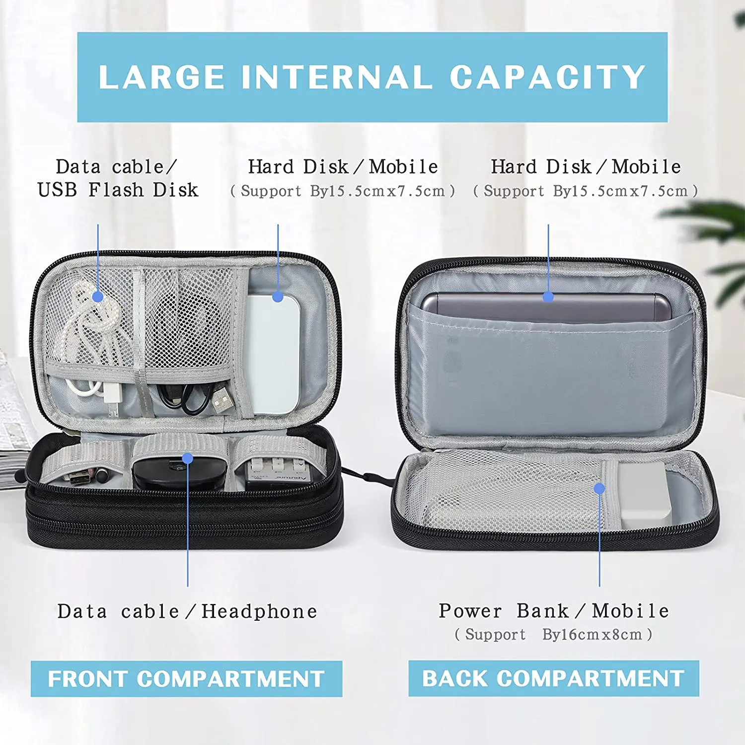 High Quality Custom Tech Bag Electronics Travel Organizer Pouch Carry Bag Tech Kit Tidy Dopp Cable USB SD Cards Tech Bag