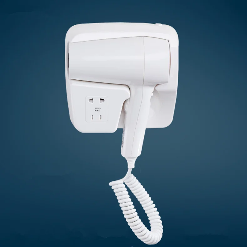 ABS plastic Professional Manufacturer Hotel Wall-mounted High-power Electric Hair Dryer with socket for Charging